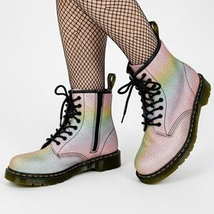 DR. MARTENS 1460 GLITTER J Youth Rainbow Ombre Combat Boots US Women 5 / Youth 4